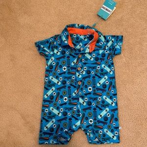 NWT Posh Peanut (Carson) Collared Short Romper - Skateboards